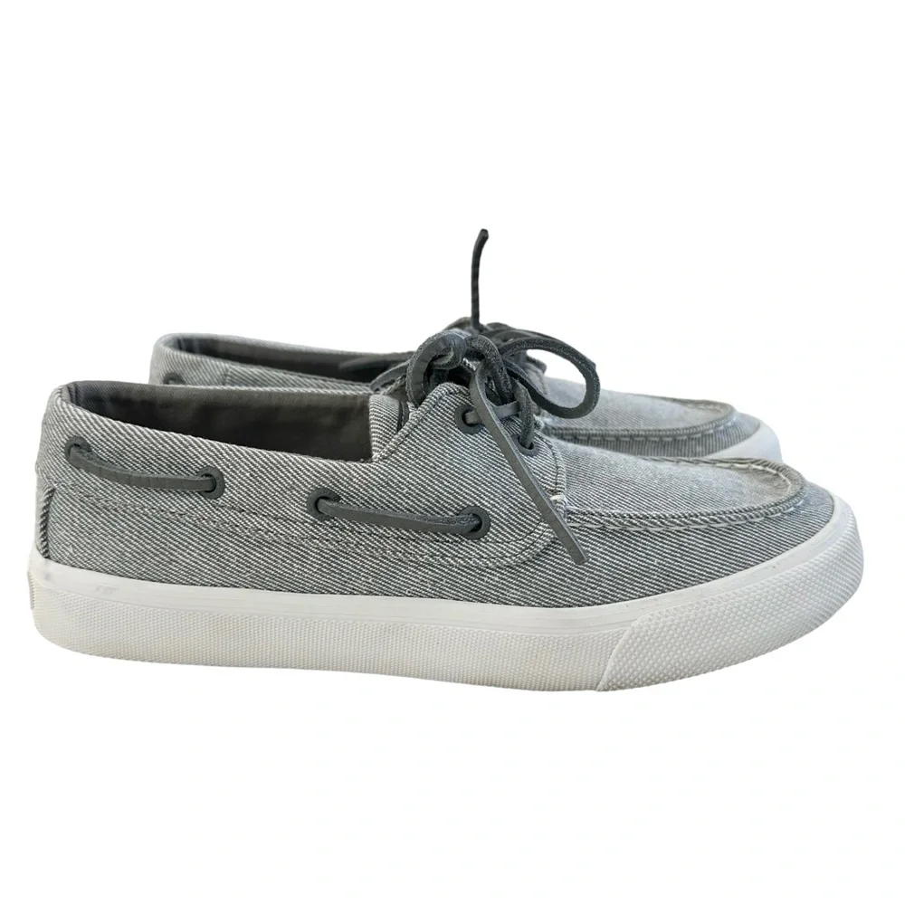 Sperry Bahama II 2-Eye Twill Grey Slip-On Boat Shoes Size 8